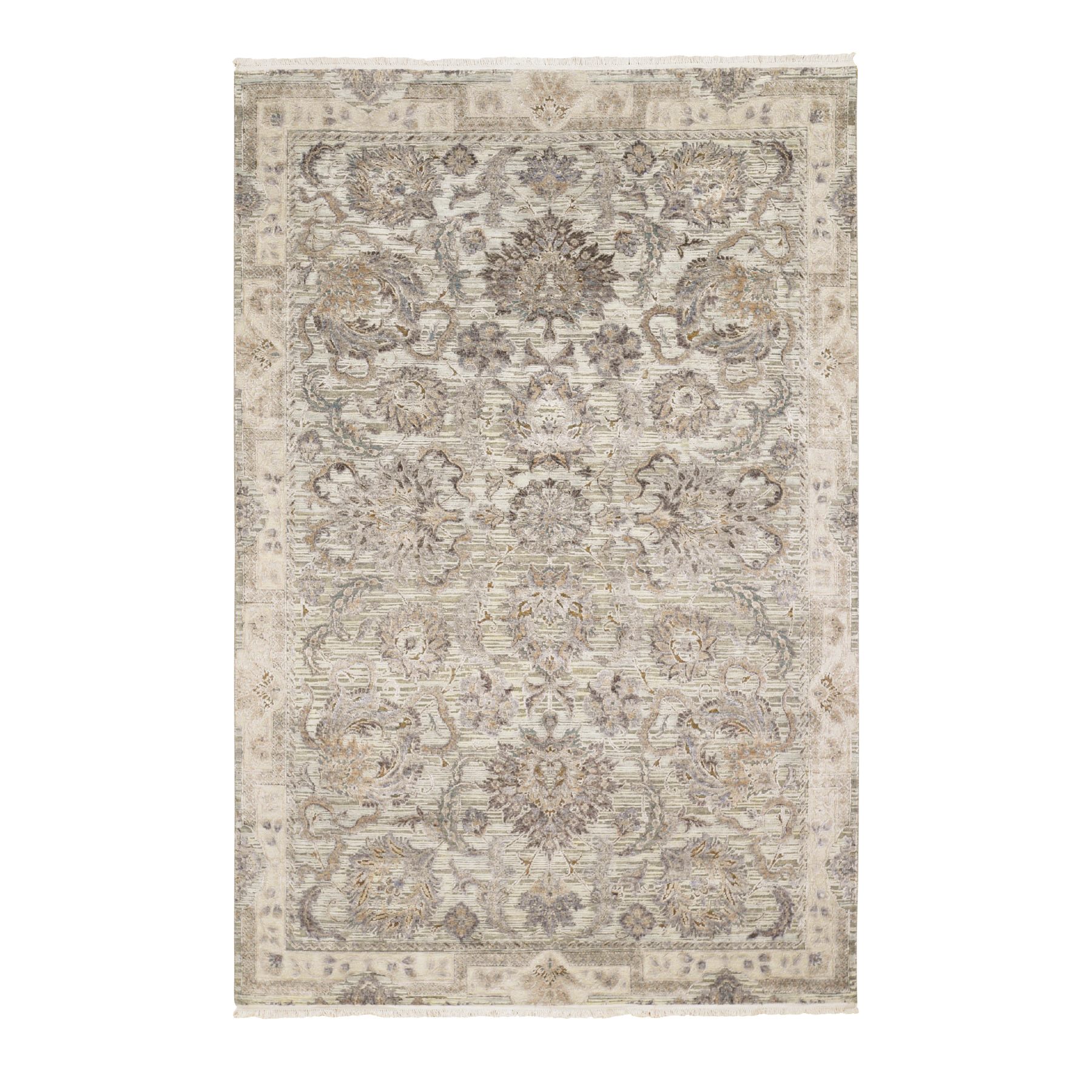 Transitional Silk Hand-Knotted Area Rug 6'0